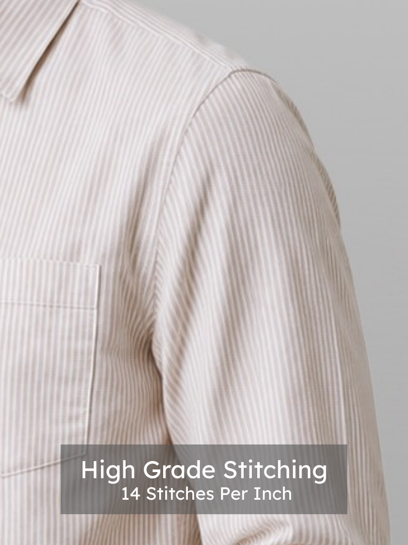Oxford Beige Striped Shirt