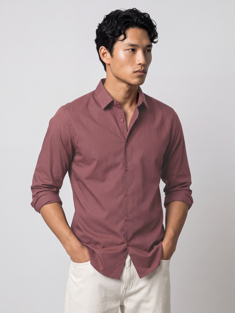 Slim fit Light Maroon Luxe Stretch Shirt