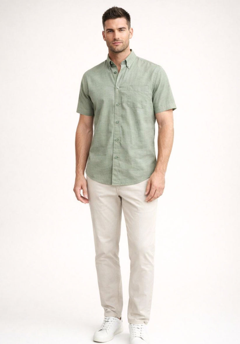 Regular Fit Sage Green Oxford Shirt