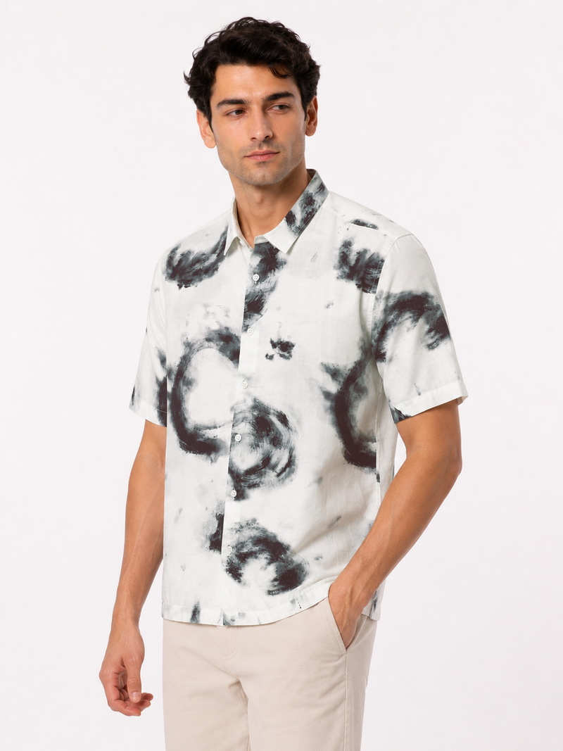 Crinkled Stormwater Print Shirt