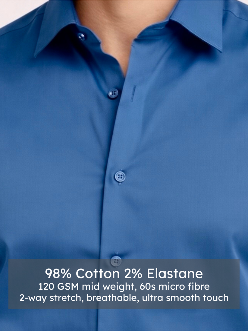 Slim Fit Slate Blue Luxe Stretch Shirt