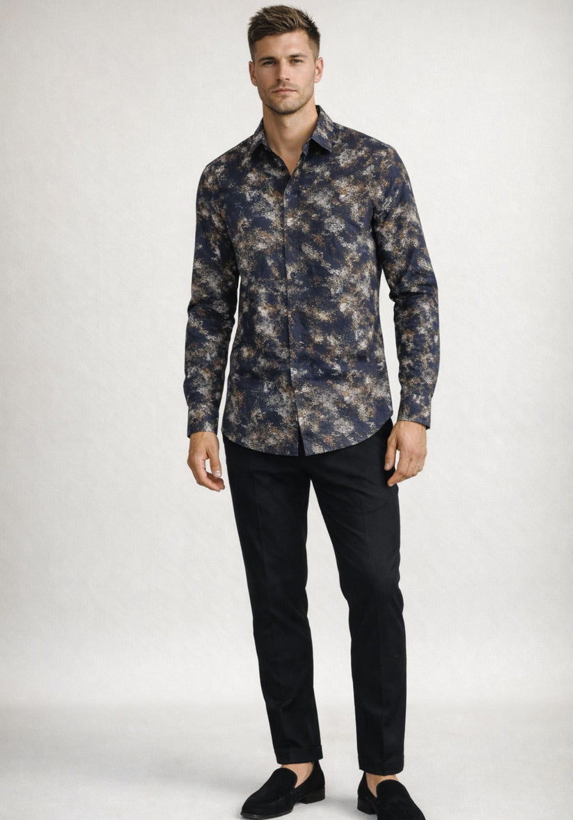 Regular Fit Abstract Metallic Print Shirt