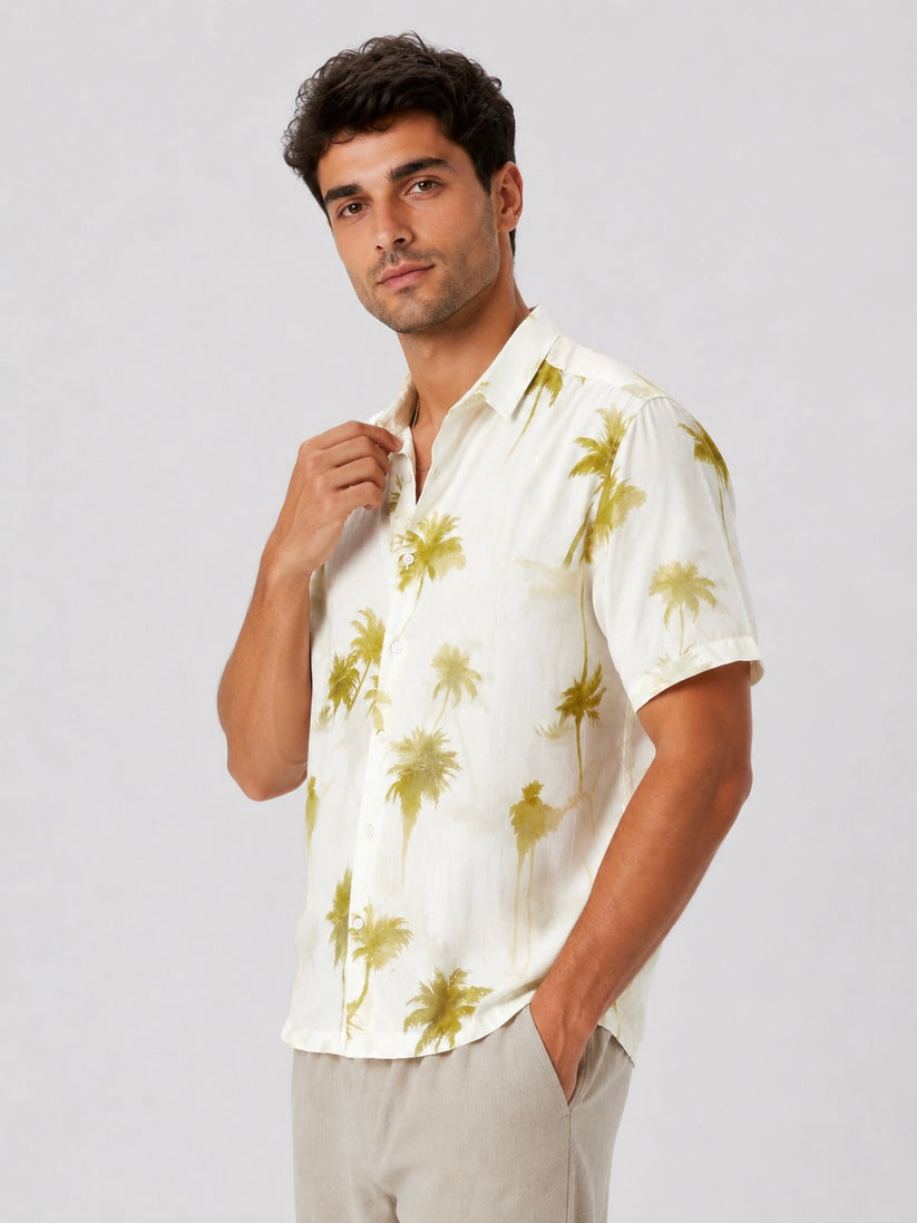 Crinkled Palm Print Shirt