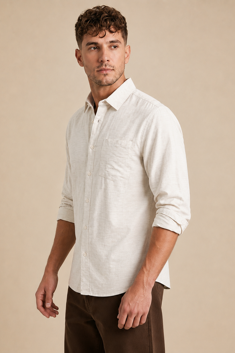 Viscose Linen White Shirt