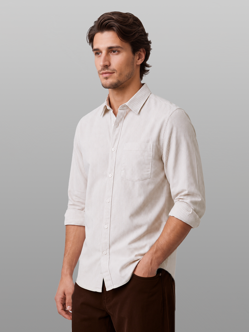 Oxford Beige Striped Shirt
