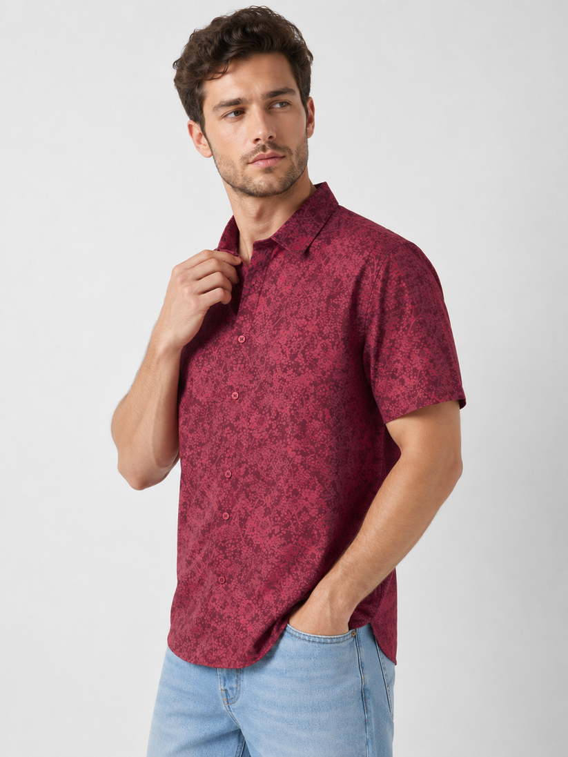 Burgundy Bloom Shirt