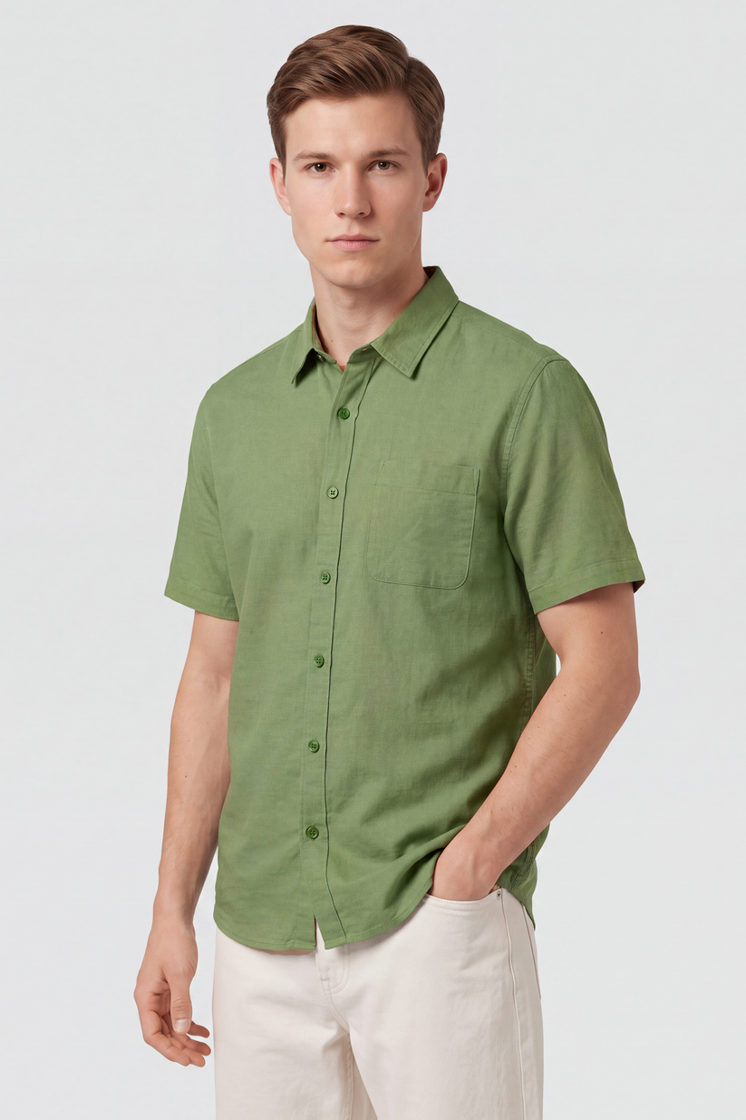 Linen Rich Green  Shirt