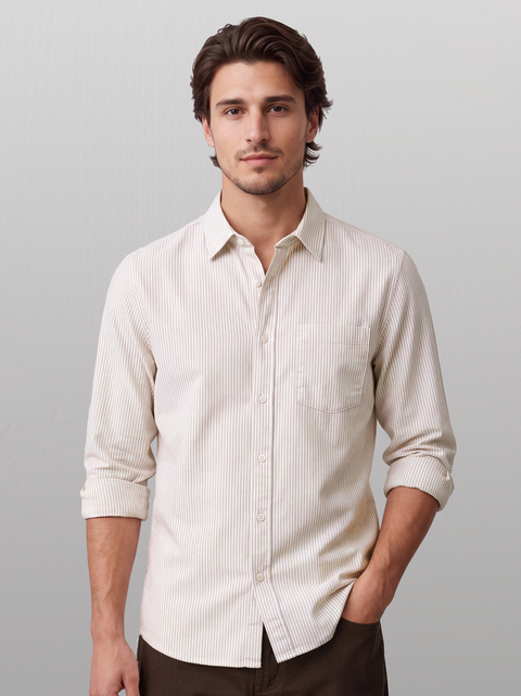 Oxford Beige Striped Shirt