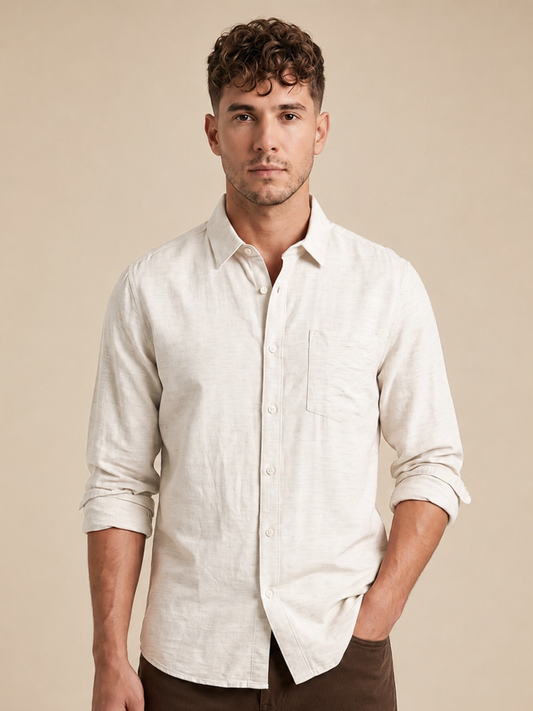 Viscose Linen White Shirt