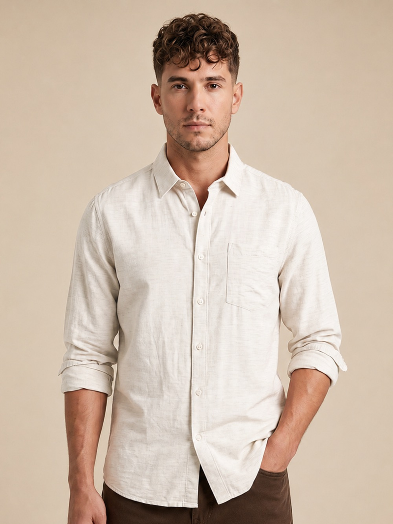 Viscose Linen White Shirt