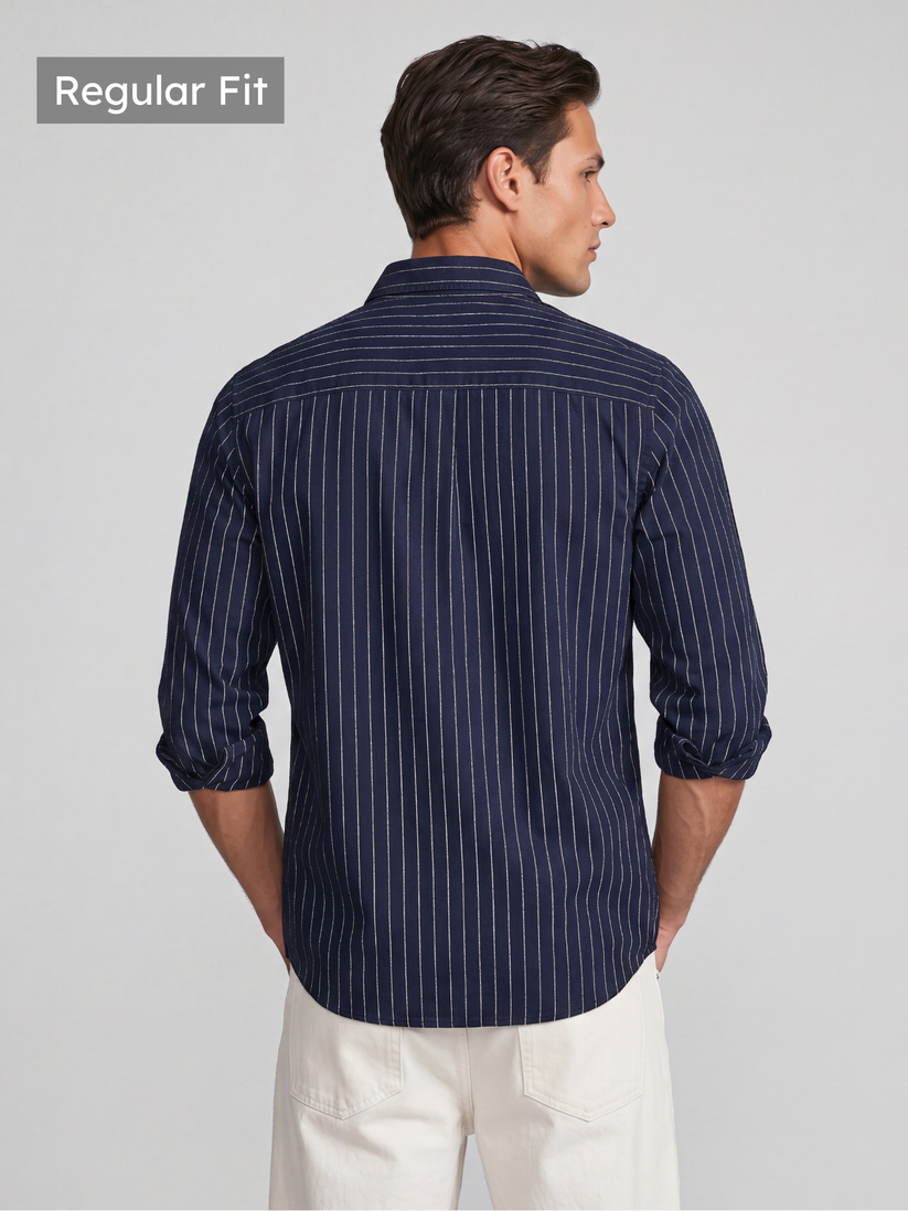 Oxford Navy Grey Striped Shirt