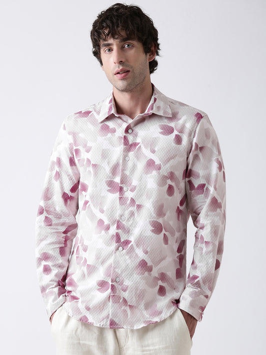 Regular Fit Dusty Pink Print Shirt