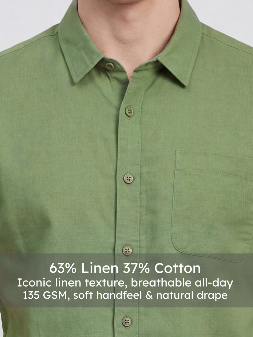 Linen Rich Green  Shirt