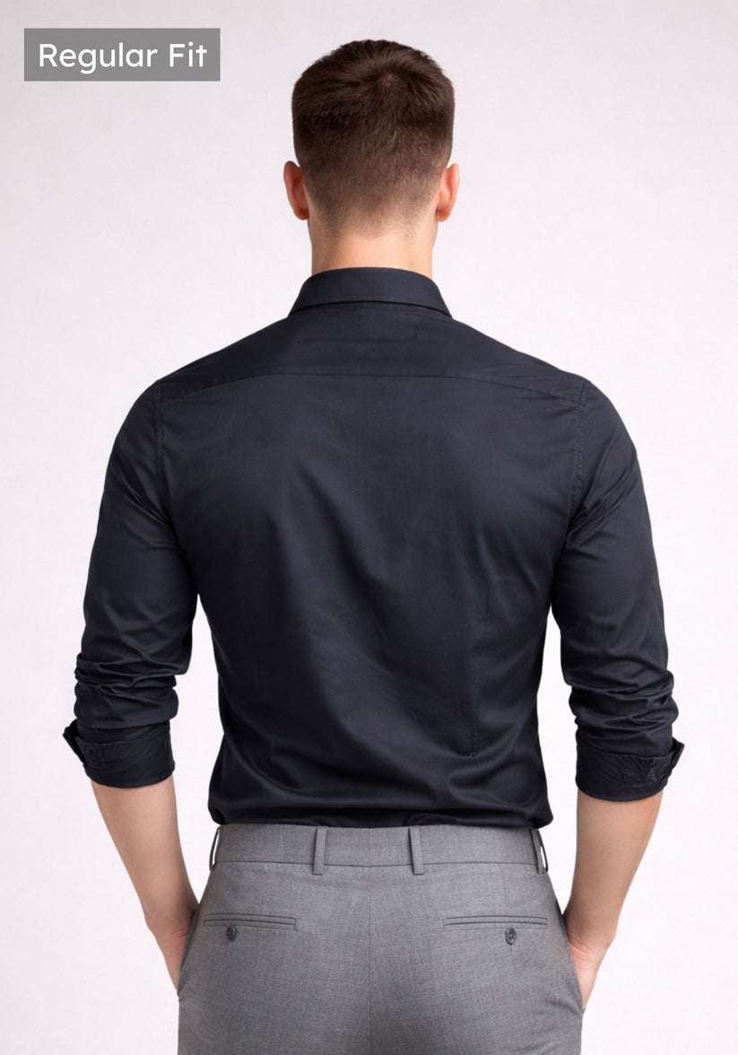 Regular Fit Luxe Shine Black Shirt