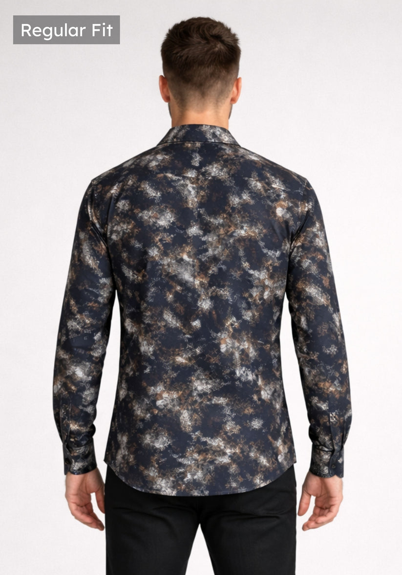 Regular Fit Abstract Metallic Print Shirt
