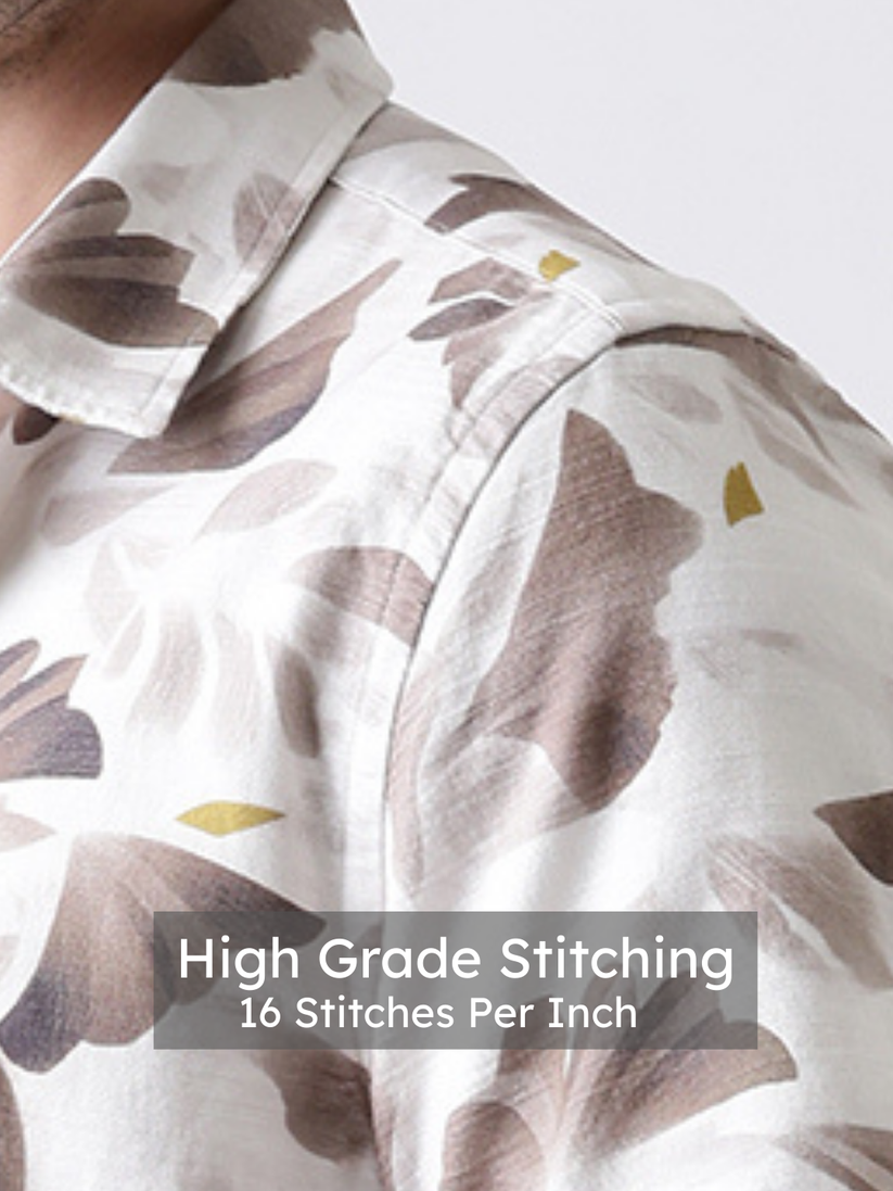 Regular Fit Brown Print Shirt