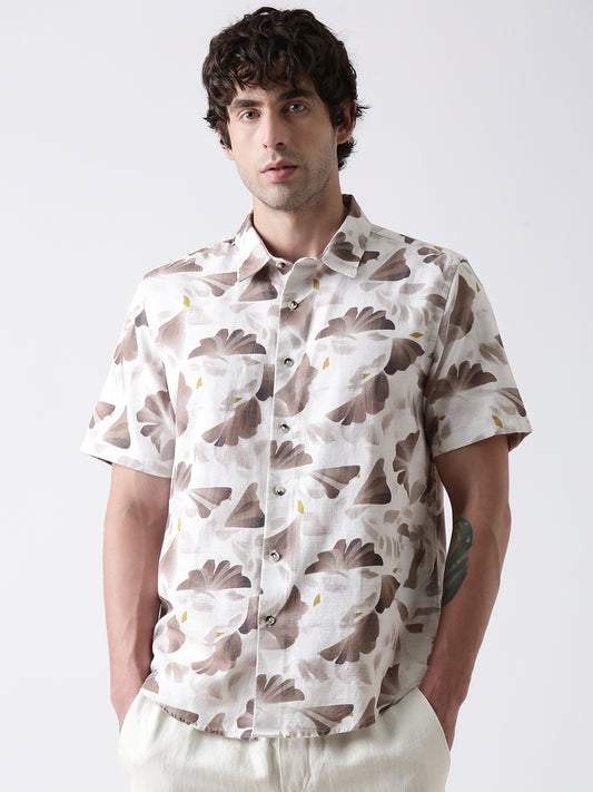 Regular Fit Abstract Foliage Print Shirt