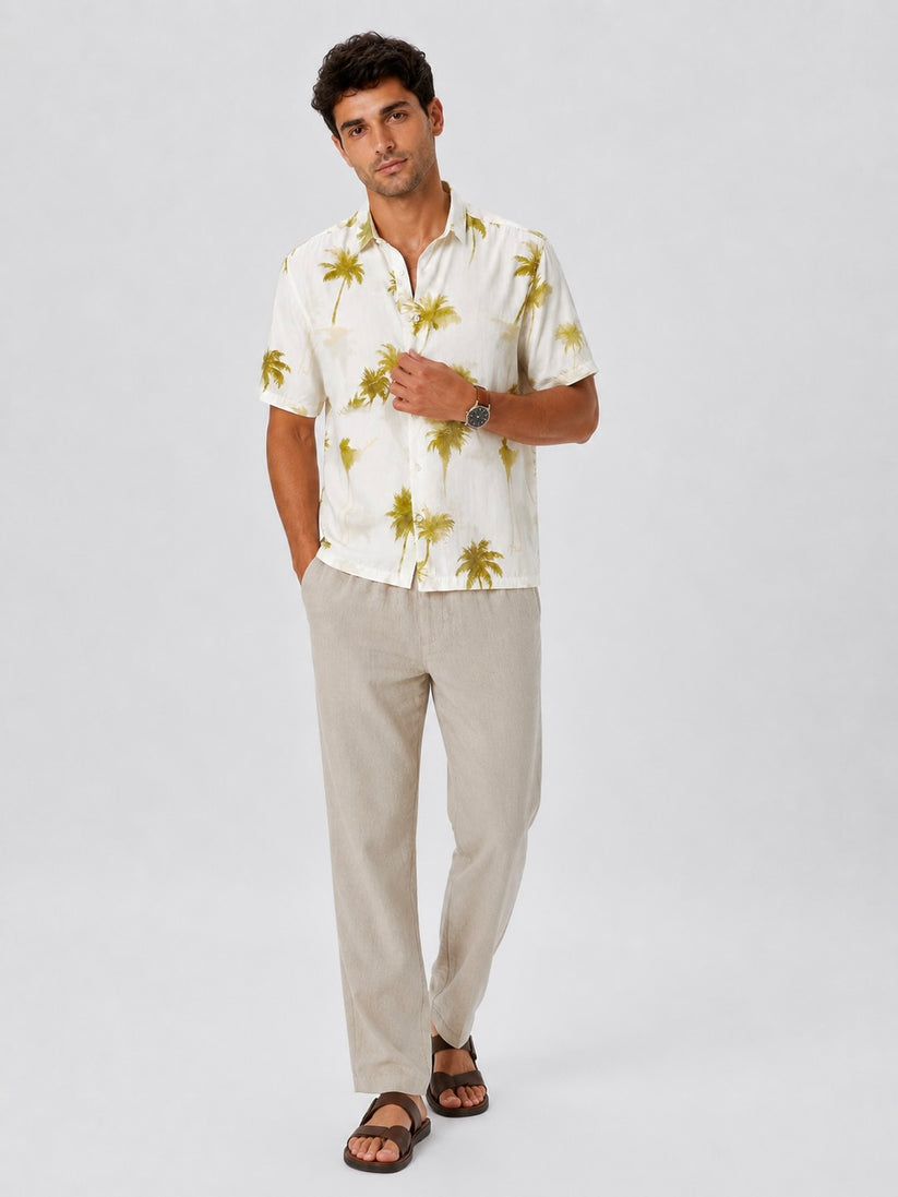 Crinkled Palm Print Shirt
