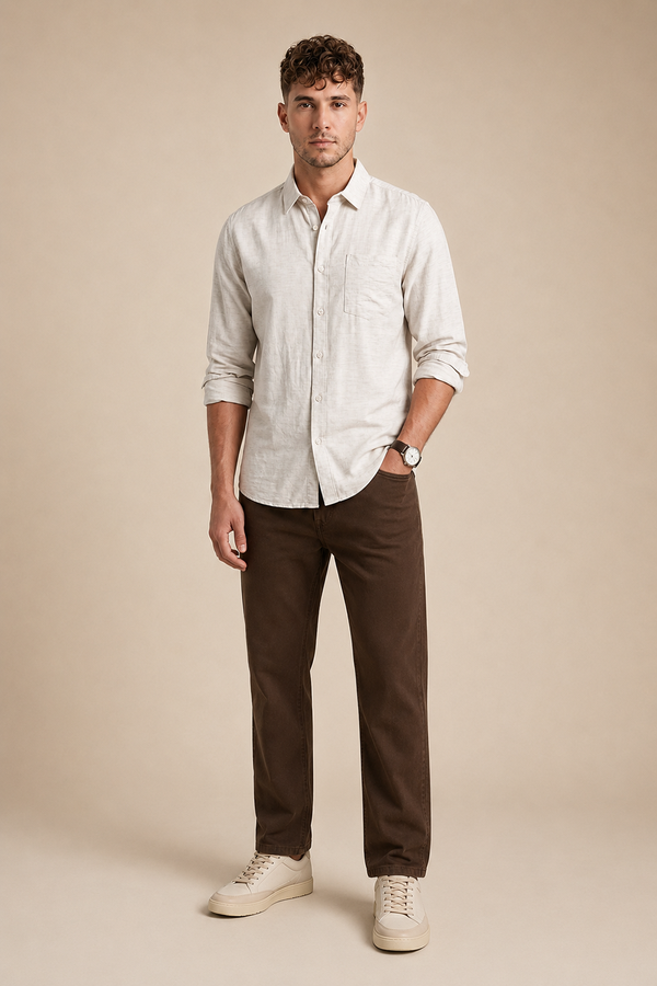 Viscose Linen Off White Shirt