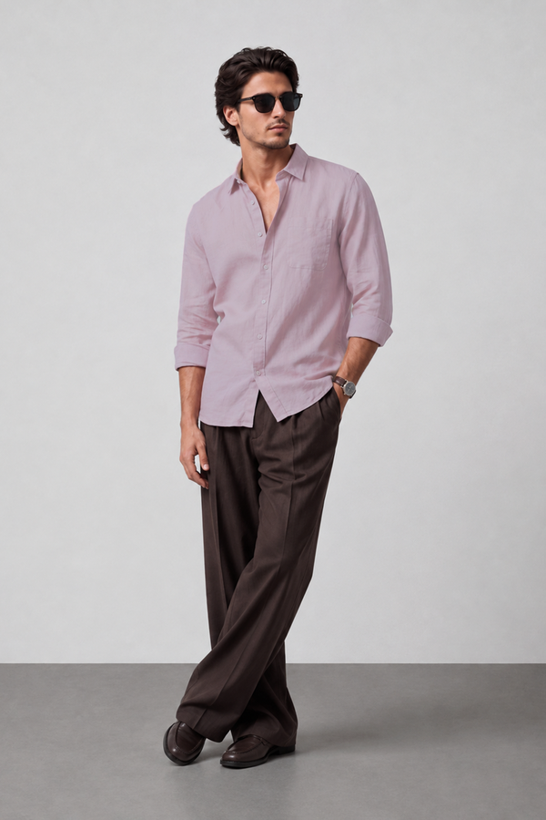 Linen Rich Dawn Pink Shirt