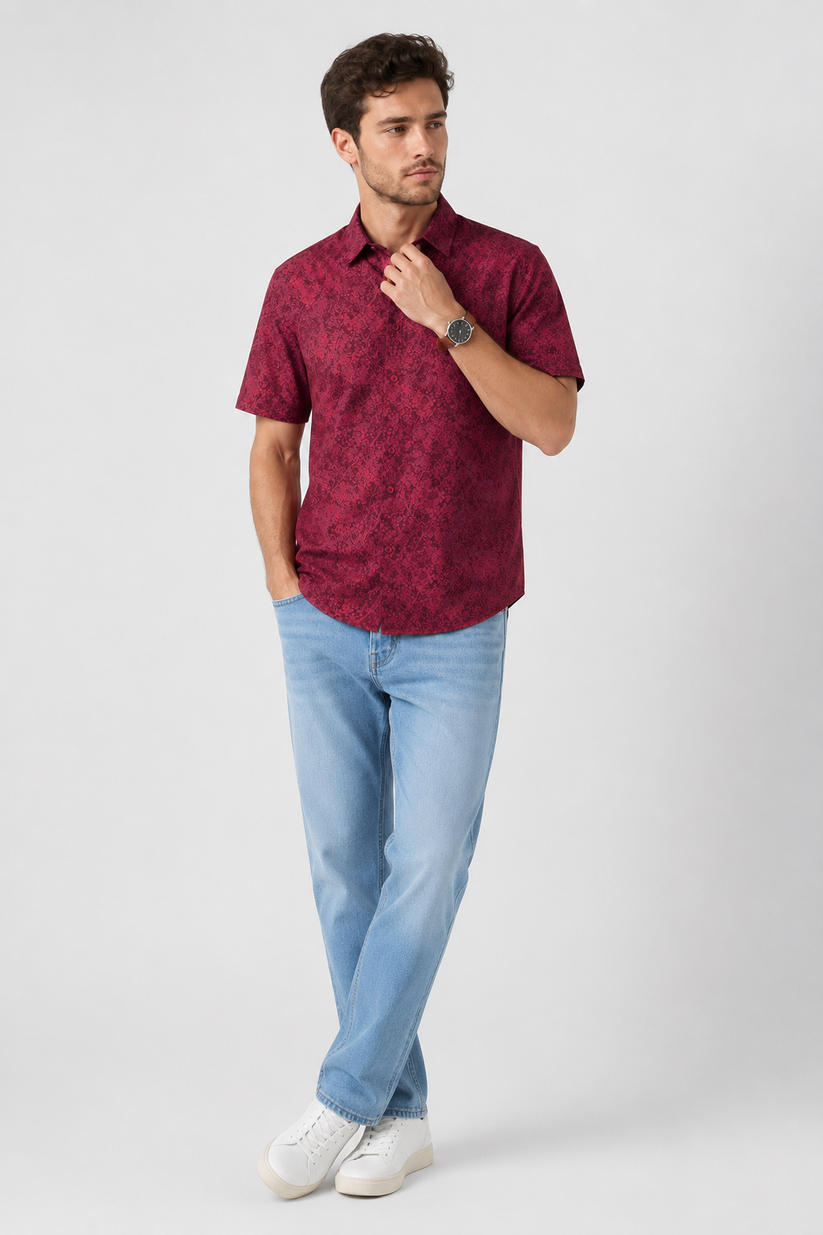 Burgundy Bloom Shirt