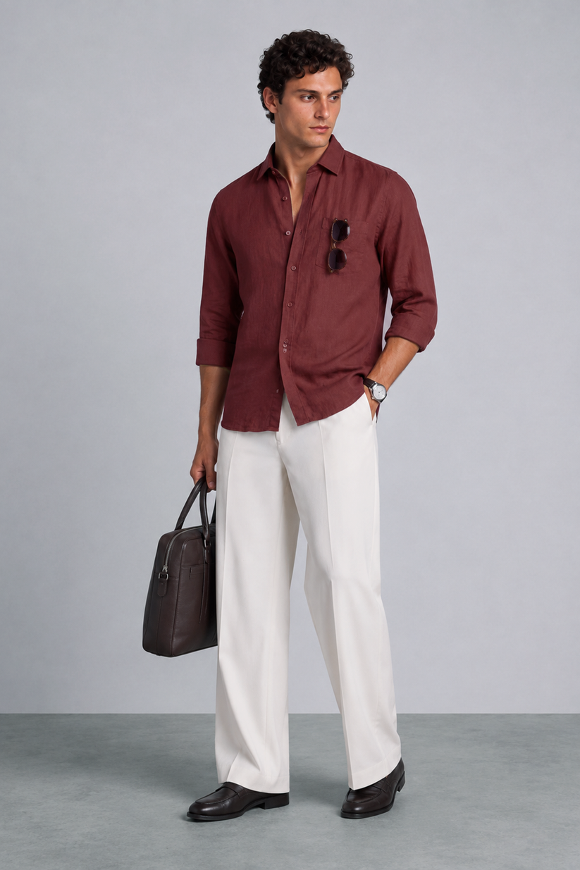 Linen Rich Maroon Shirt