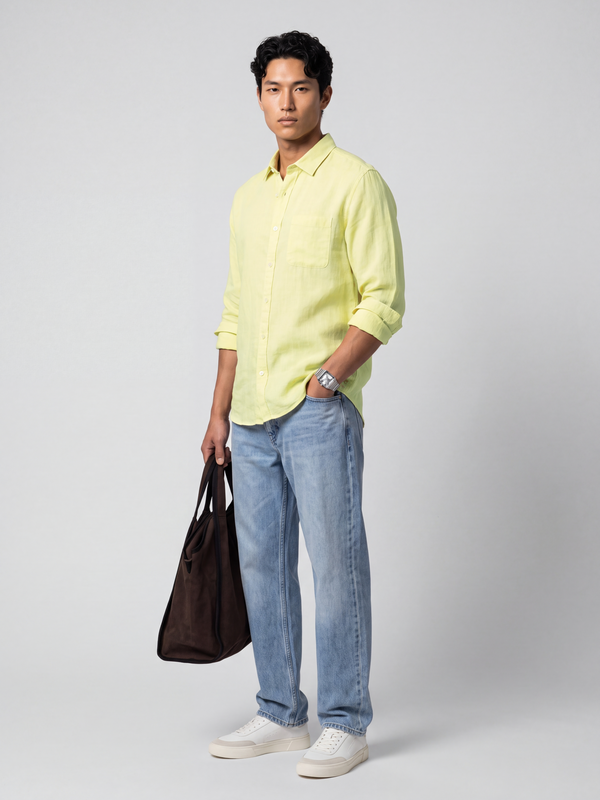 Yellow Pure European Linen Shirt