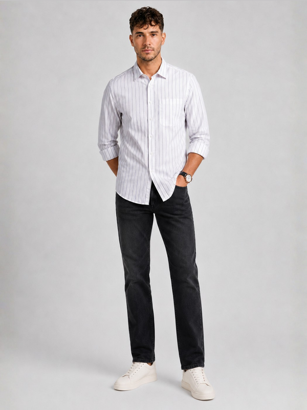 White Oxford Striped Shirt
