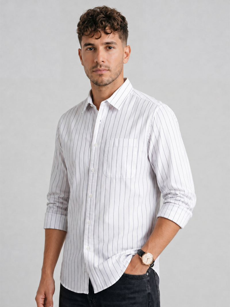 White Oxford Striped Shirt