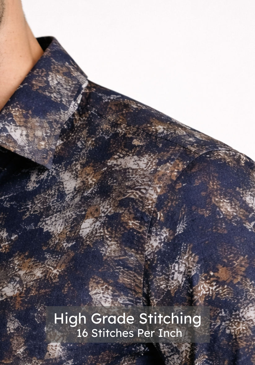 Regular Fit Abstract Metallic Print Shirt