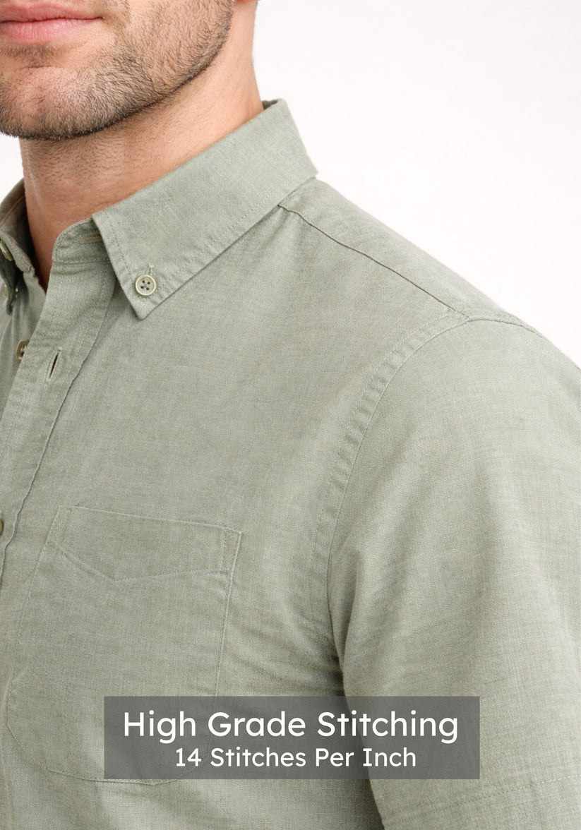 Regular Fit Sage Green Oxford Shirt
