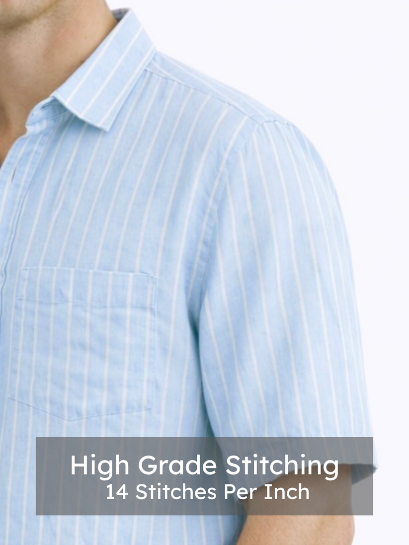 Linen Rich Blue Stripe Shirt