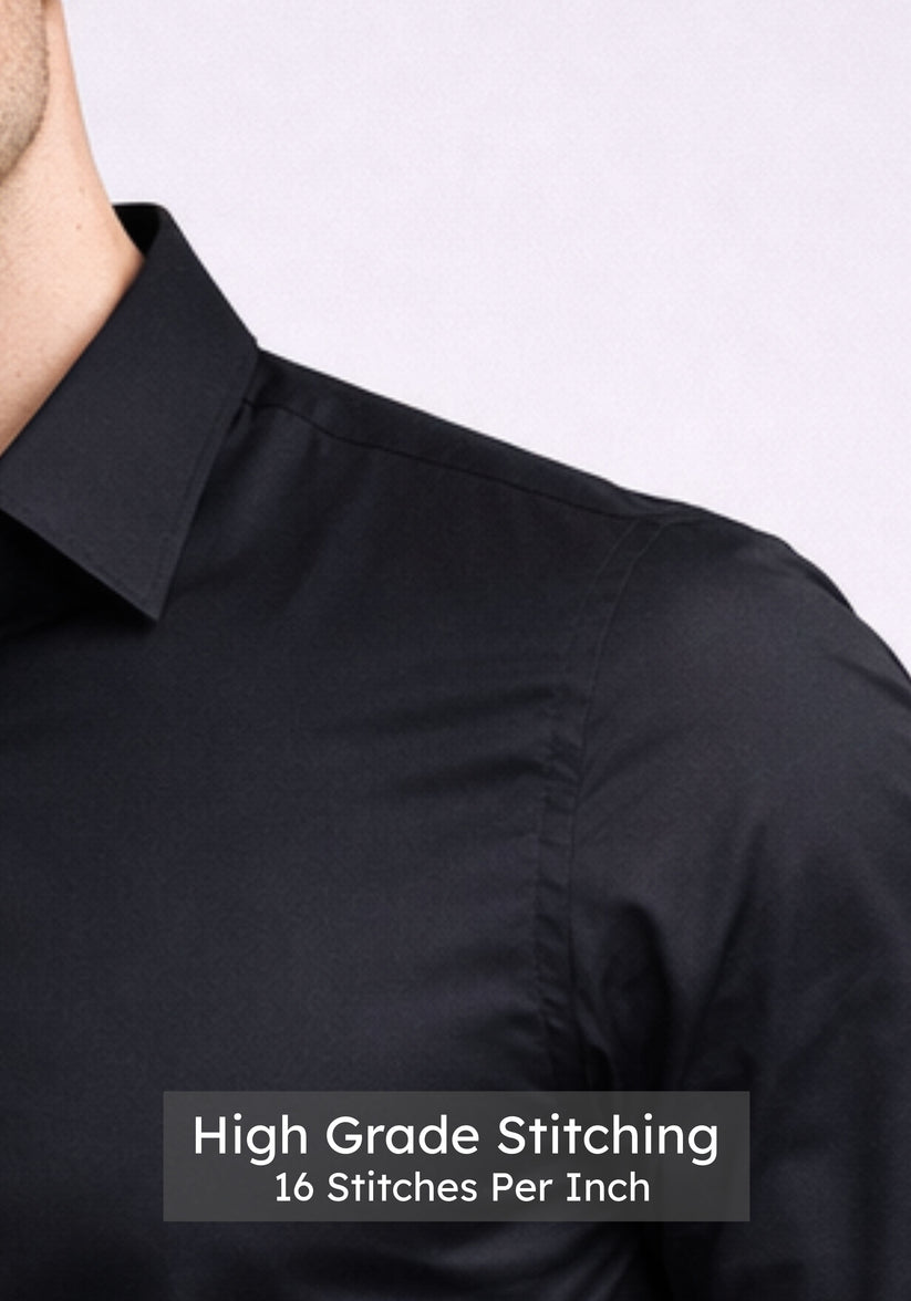 Regular Fit Luxe Shine Black Shirt
