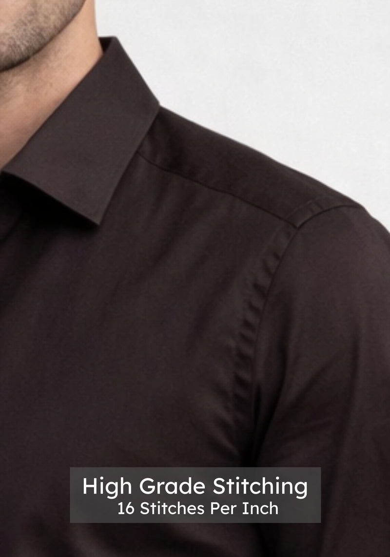 Brown Satin Stretch Shirt