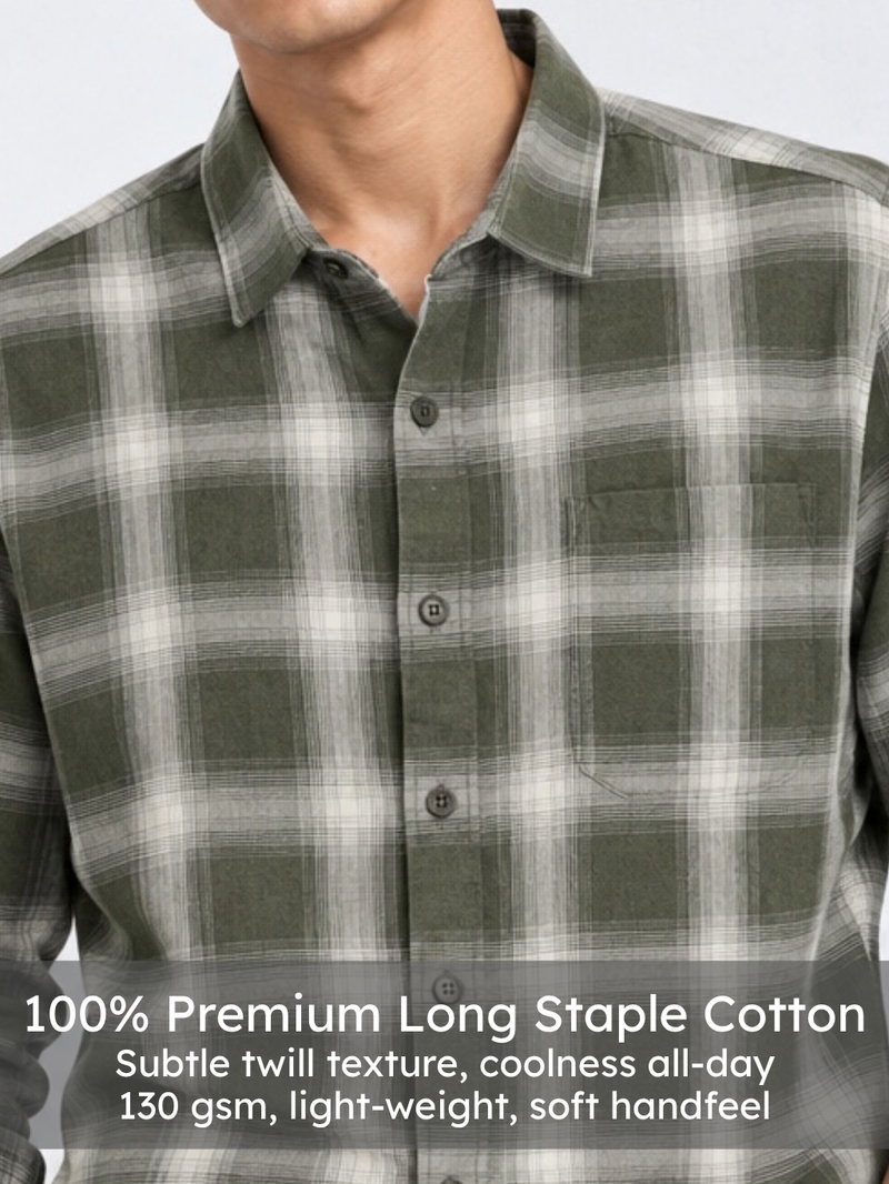 Olive Plaid Casual Shirt