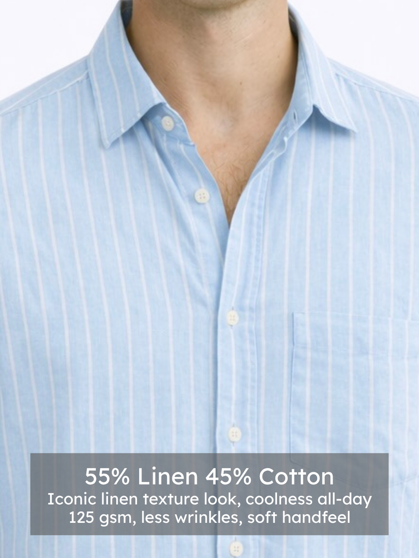 Linen Rich Blue Stripe Shirt