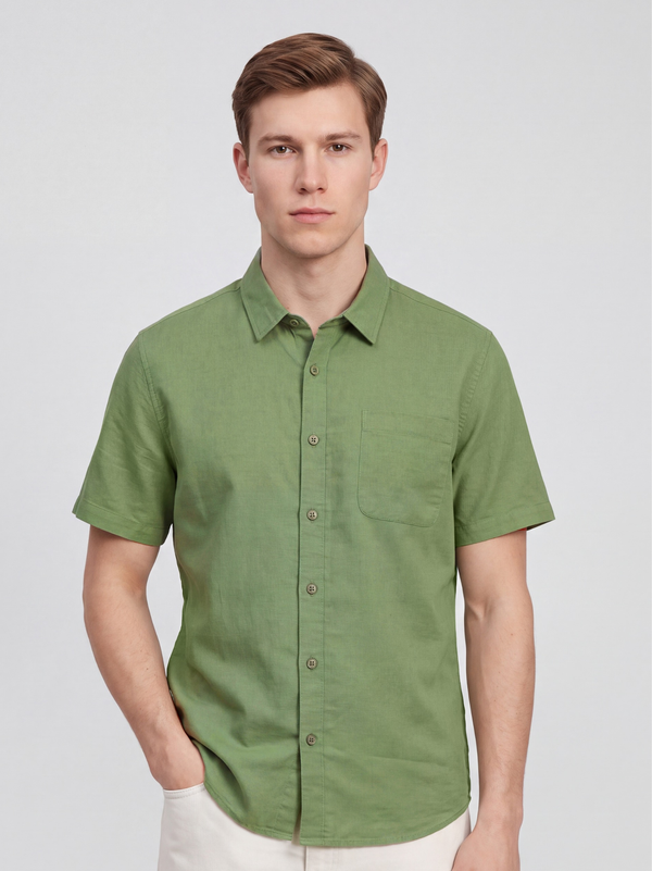 Linen Rich Green  Shirt