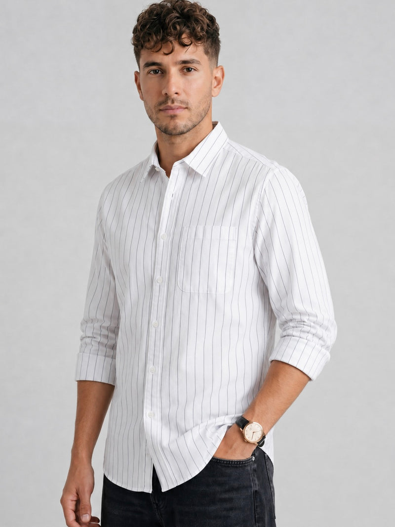 White Oxford Striped Shirt