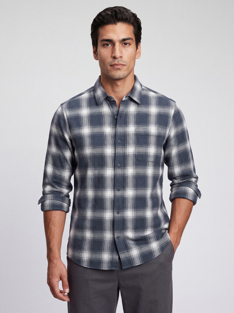 Blue Plaid Casual Shirt
