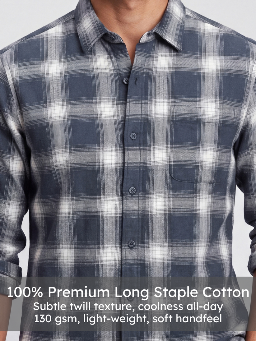Blue Plaid Casual Shirt