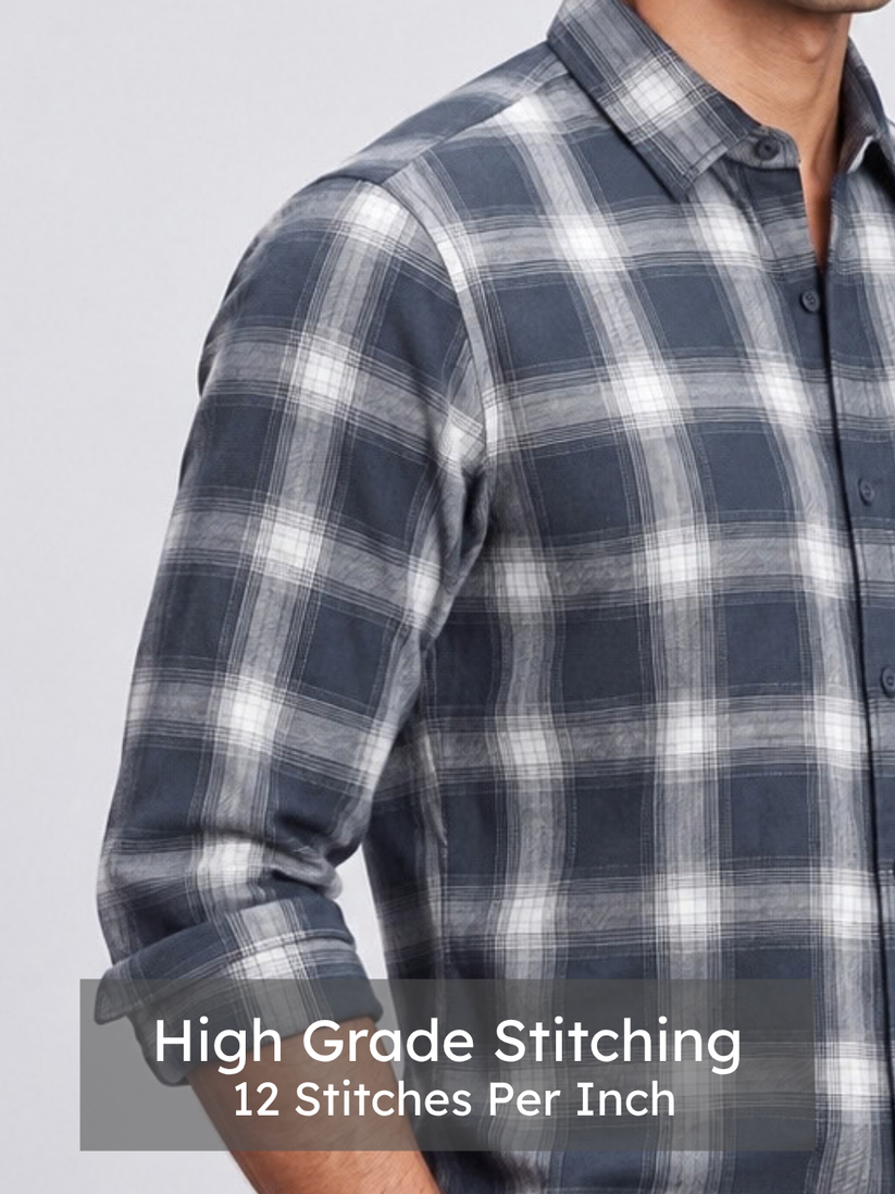 Blue Plaid Casual Shirt