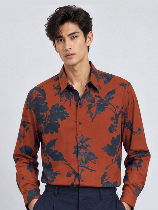 Slim Fit Autumn Noir Floral Shirt