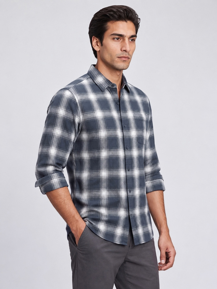 Blue Plaid Casual Shirt