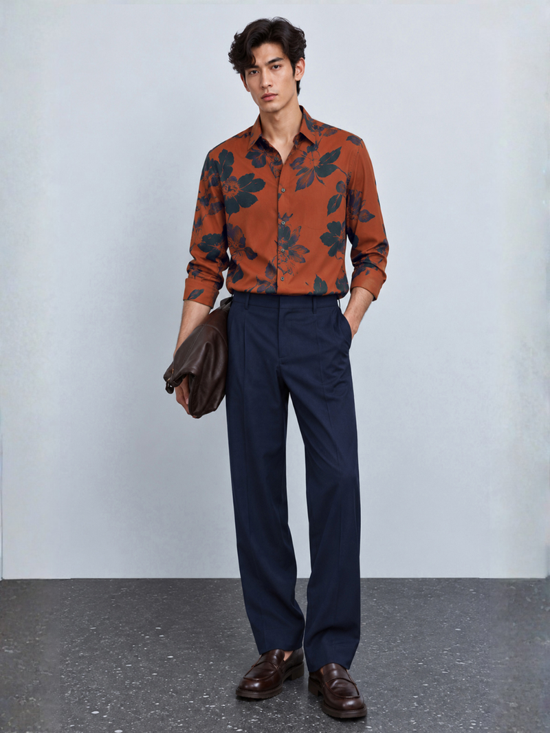 Slim Fit Autumn Noir Floral Shirt