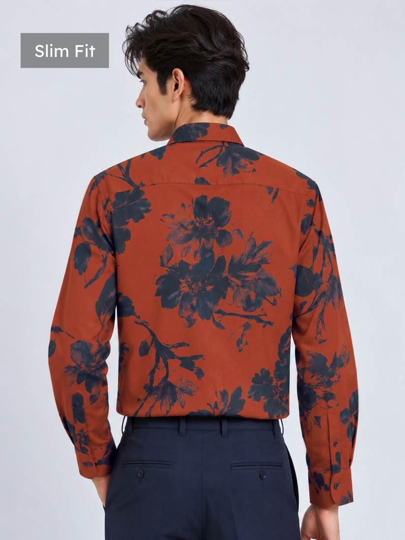 Slim Fit Autumn Noir Floral Shirt