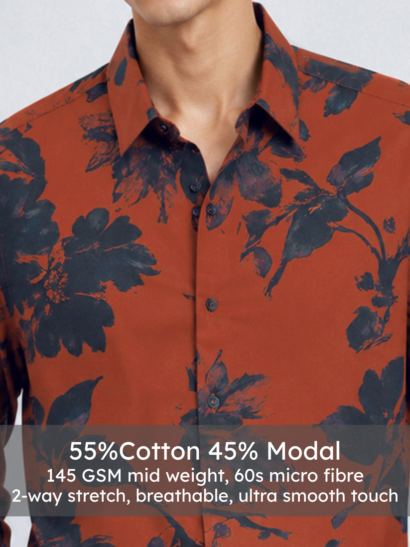 Slim Fit Autumn Noir Floral Shirt