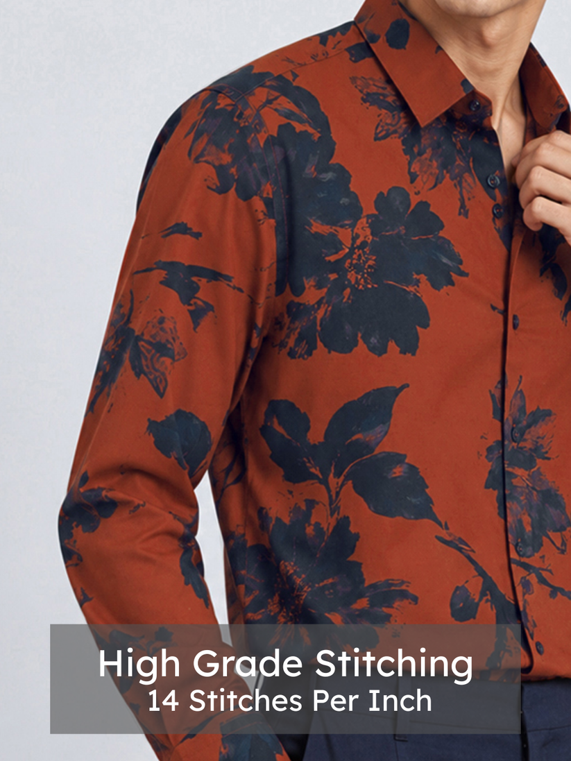Slim Fit Autumn Noir Floral Shirt