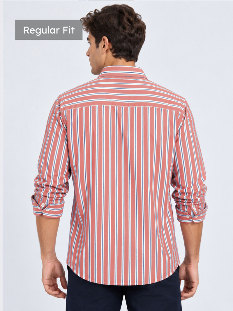 Rust Red Vertical Stripe Shirt