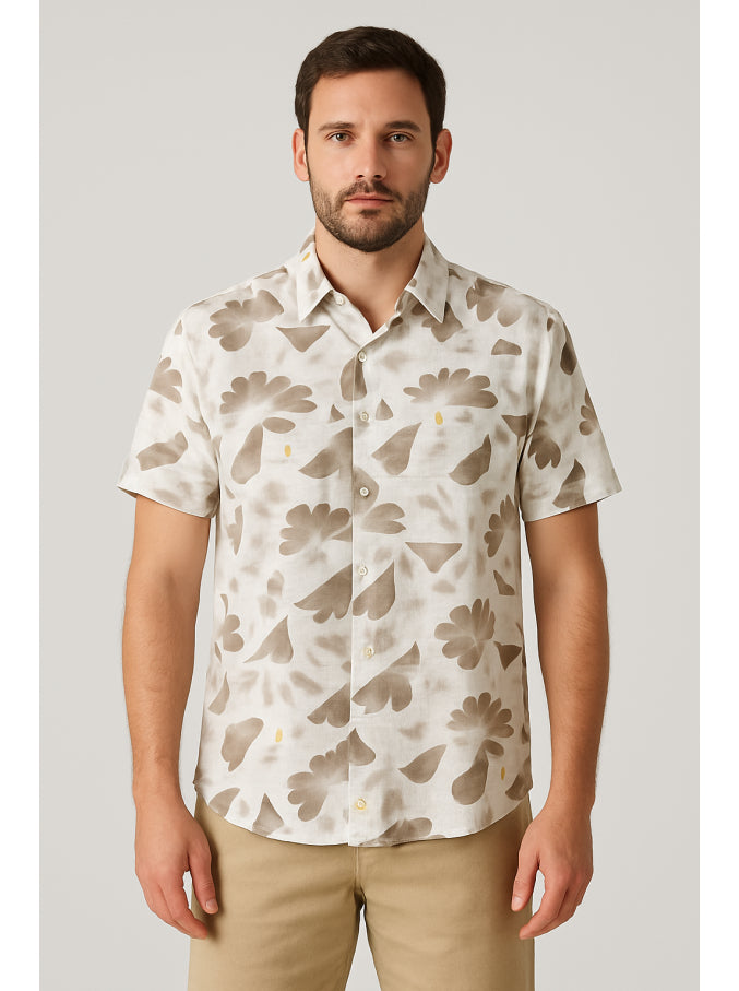 Brown Abstract Print Shirt