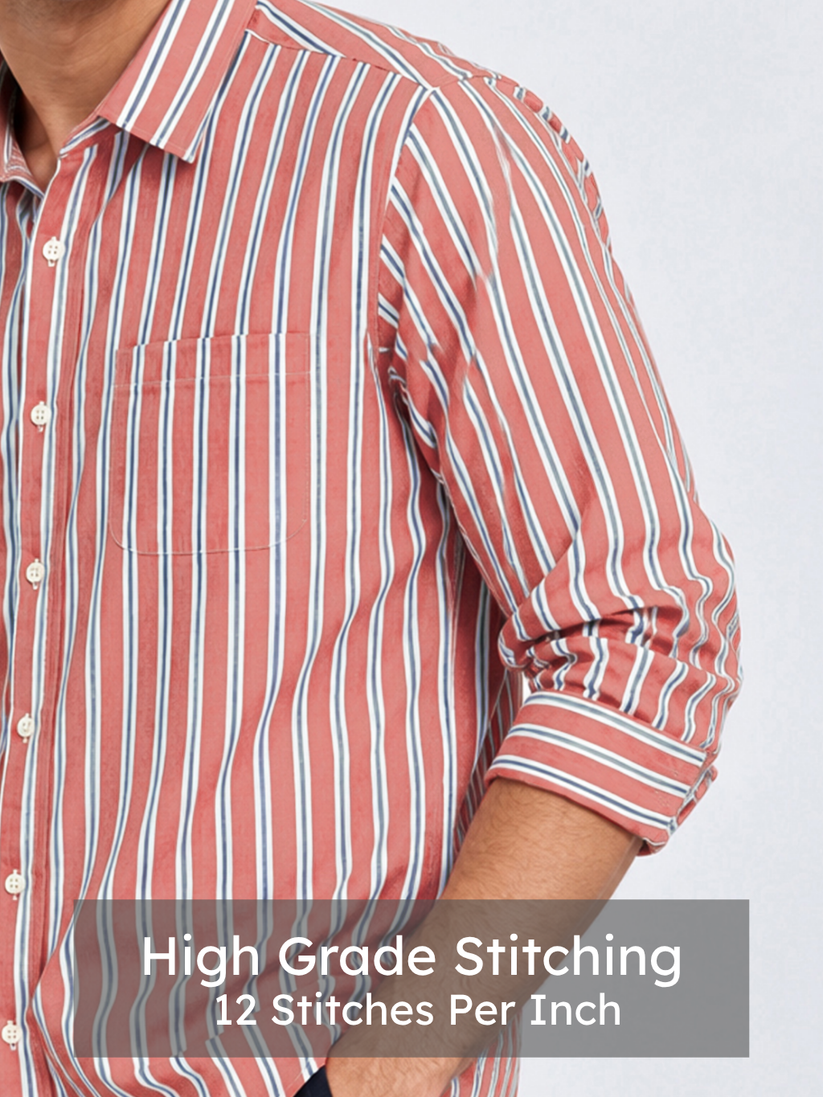 Rust Red Vertical Stripe Shirt